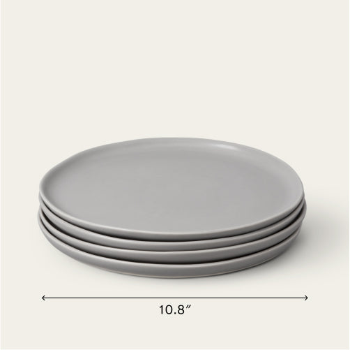 Dinner plates dinnerware by Fable Home, shown in a dovegray finish. – #dovegray
