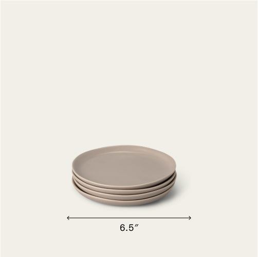 Dessert plates dinnerware by Fable Home, shown in a deserttaupe finish. – #deserttaupe