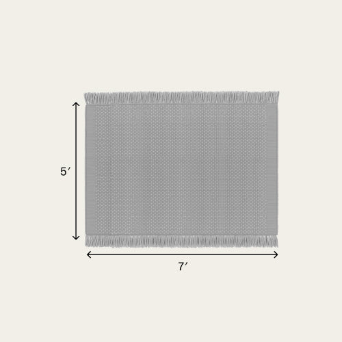 Fringe Wool Rug - Fog Gray / Medium - 5 x 7' / Without Mat