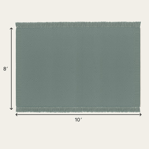 Fringe Wool Rug - Sage Green / Extra Large - 8' x 10' / Without Mat