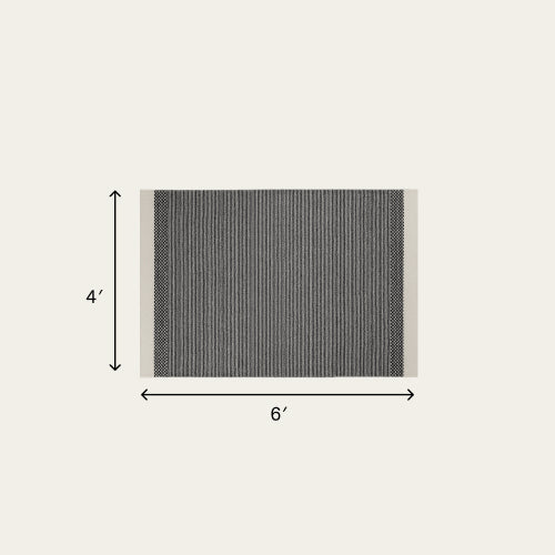 Linear Wool Rug - Ash Black / Small - 4 x 6' / Without Mat