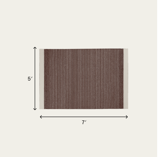 Linear Wool Rug - Burnt Sienna / Medium - 5 x 7' / Without Mat