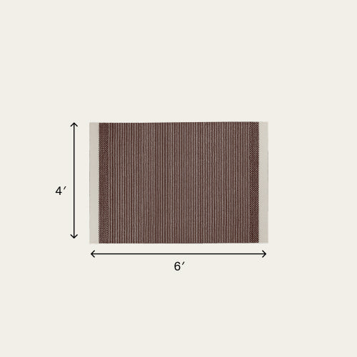 Linear Wool Rug - Burnt Sienna / Small - 4 x 6' / Without Mat