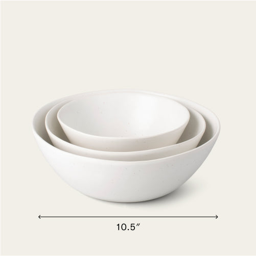 Nested serving bowls dinnerware by Fable Home, in a speckledwhite color. – #speckledwhite