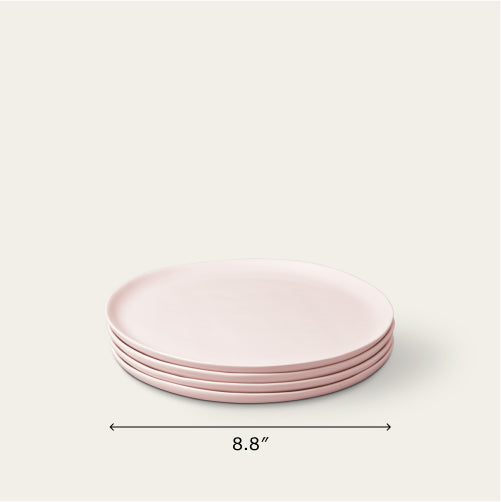 Salad plates dinnerware by Fable Home, shown in a blushpink finish. – #blushpink