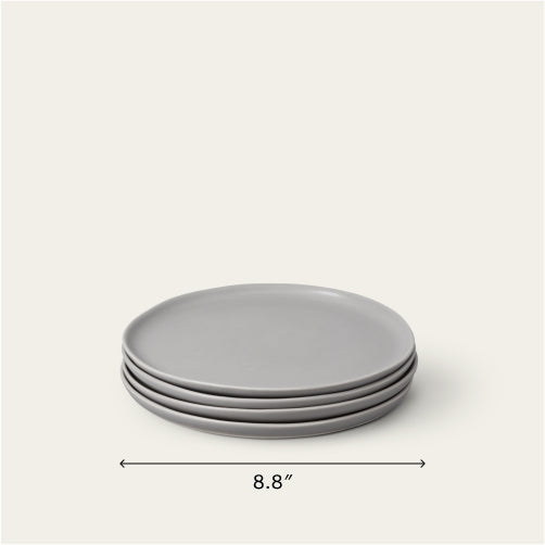 Salad plates dinnerware by Fable Home, shown in a dovegray finish. – #dovegray