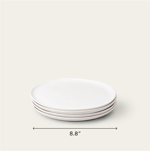 Salad plates dinnerware by Fable Home, shown in a speckledwhite finish. – #speckledwhite