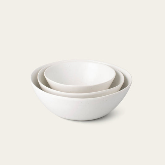 Nested serving bowls dinnerware by Fable Home, in a speckledwhite color. – #speckledwhite