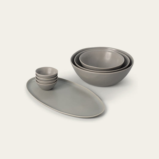 Serving ceramics set bundles by Fable Home, in a dovegray color. – #dovegray