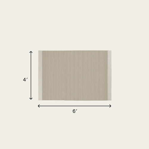 Linear Wool Rug - Coastal Cream / Small - 4 x 6' / Without Mat