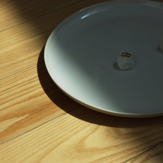 Dessert plates dinnerware by Fable Home, shown in a pearlwhite finish. – #pearlwhite