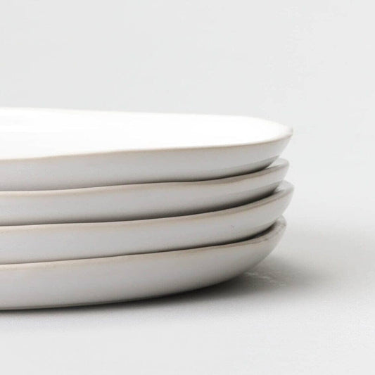 Dessert plates dinnerware by Fable Home, shown in a pearlwhite finish. – #pearlwhite