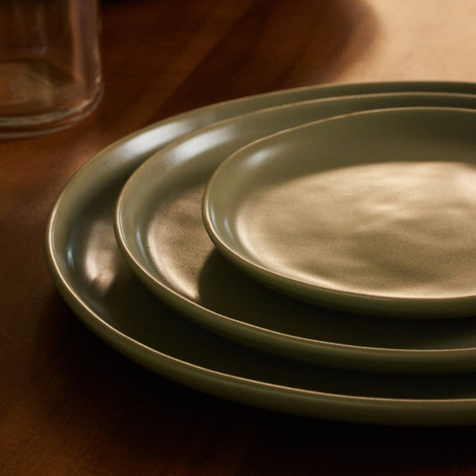 Dessert plates dinnerware by Fable Home, shown in a beachgrassgreen finish. – #beachgrassgreen
