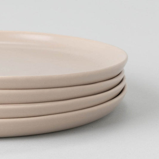 Dessert plates dinnerware by Fable Home, shown in a deserttaupe finish. – #deserttaupe