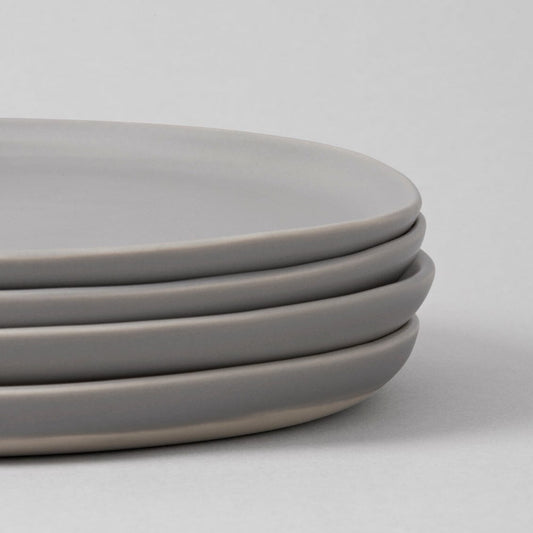 Dessert plates dinnerware by Fable Home, shown in a dovegray finish. – #dovegray