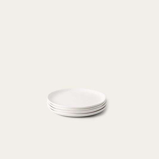 Dessert plates dinnerware by Fable Home, shown in a cloudwhite finish. – #cloudwhite