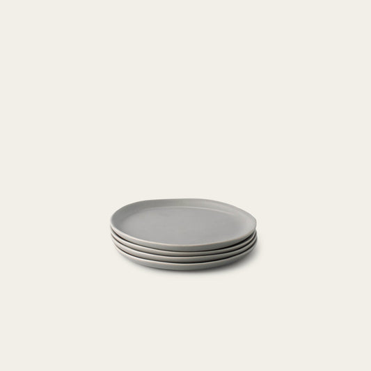 Dessert plates dinnerware by Fable Home, shown in a dovegray finish. – #dovegray