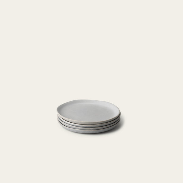 Dessert plates dinnerware by Fable Home, shown in a stoneblue finish. – #stoneblue