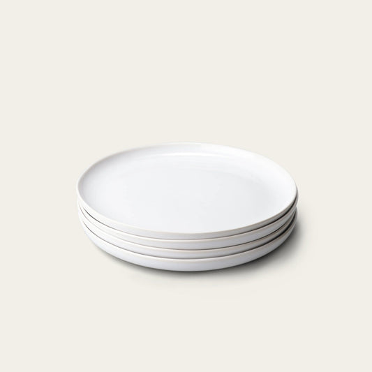 Dinner plates dinnerware by Fable Home, shown in a pearlwhite finish. – #pearlwhite
