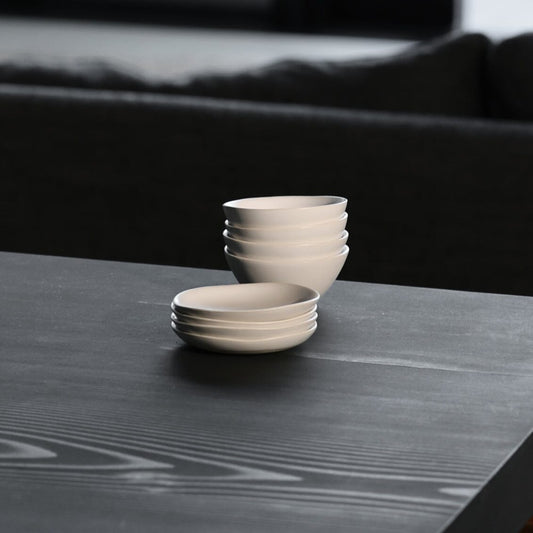 Little plates dinnerware by Fable Home, shown in a pearlwhite finish. – #pearlwhite