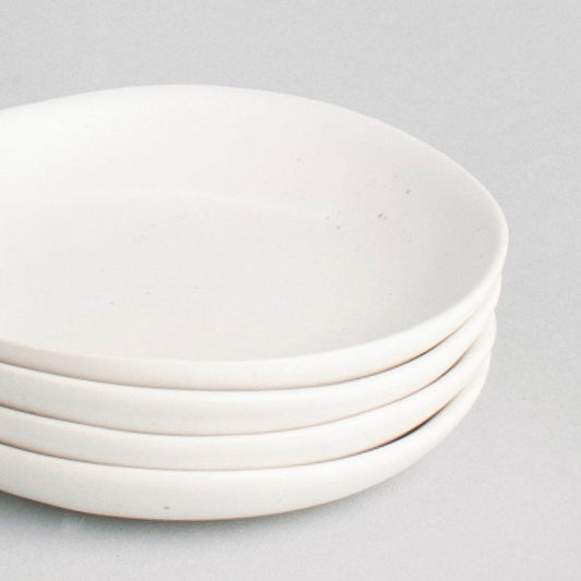 Little plates dinnerware by Fable Home, shown in a speckledwhite finish. – #speckledwhite