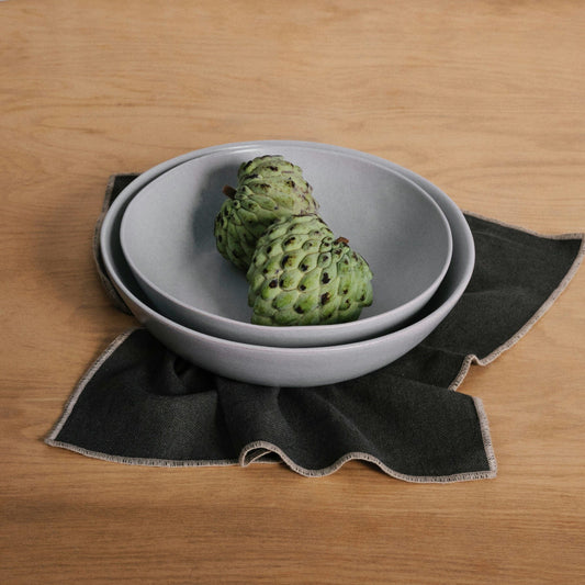 Low Serving Bowls by Fable Home, featured in a stoneblue finish. – #stoneblue