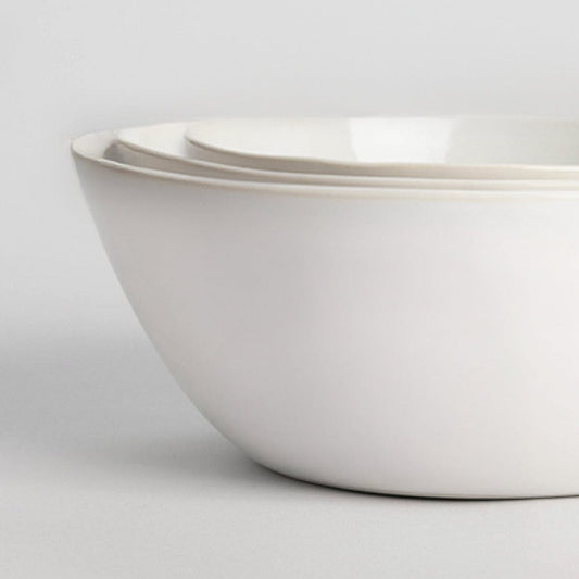 Nested serving bowls dinnerware by Fable Home, shown in a pearlwhite finish. – #pearlwhite