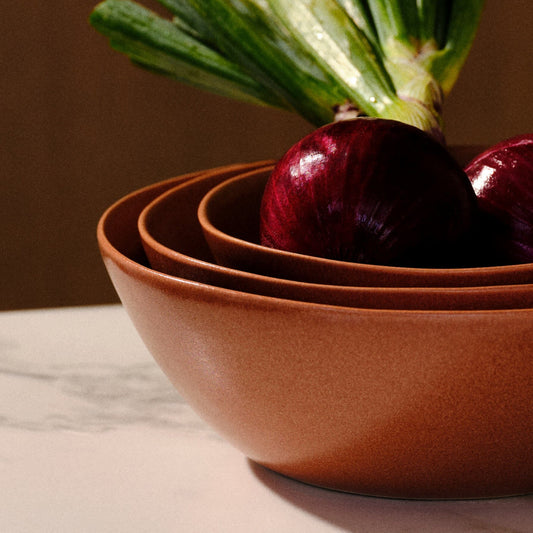 Nested Serving Bowls by Fable Home, featured in a canyonclay finish. – #canyonclay