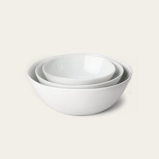 Nested serving bowls dinnerware by Fable Home, shown in a pearlwhite finish. – #pearlwhite