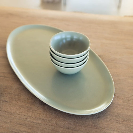 Oval serving platter dinnerware by Fable Home, in a beachgrassgreen color. – #beachgrassgreen