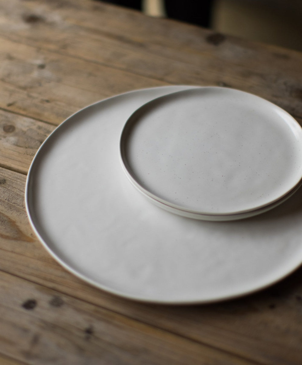Serving Platter by Fable Home, shown in Speckled White and Blush Pink.