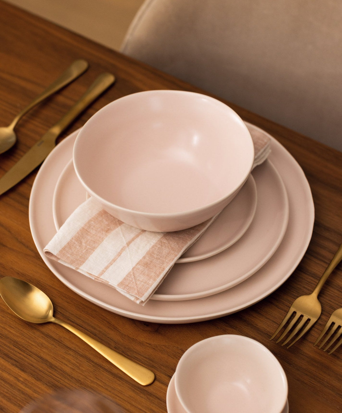Dinnerware Set by Fable Home, shown in Blush Pink.