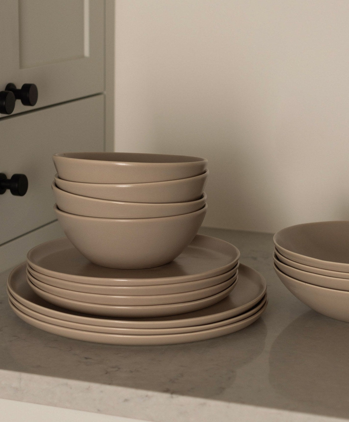 Dinnerware Set by Fable Home, shown in Desert Taupe.