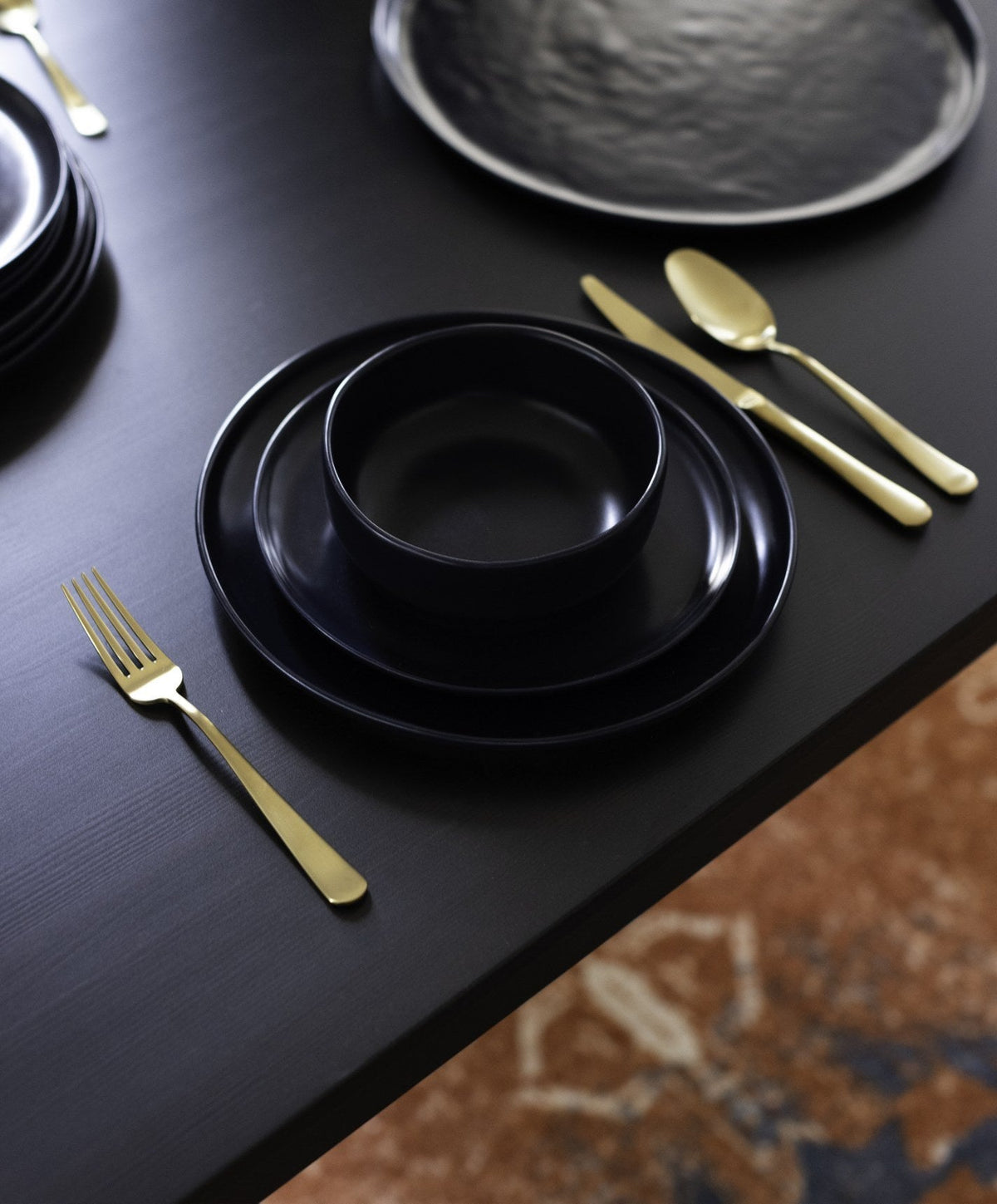 Dinnerware Set by Fable Home, shown in Midnight Blue.