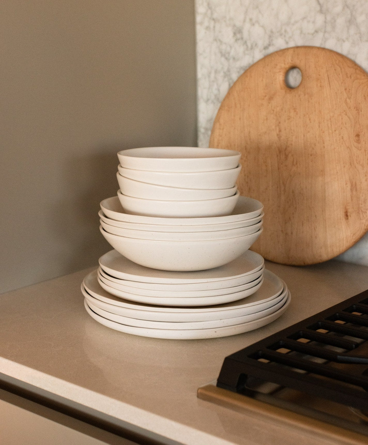 Dinnerware Set by Fable Home, shown in Speckled White.