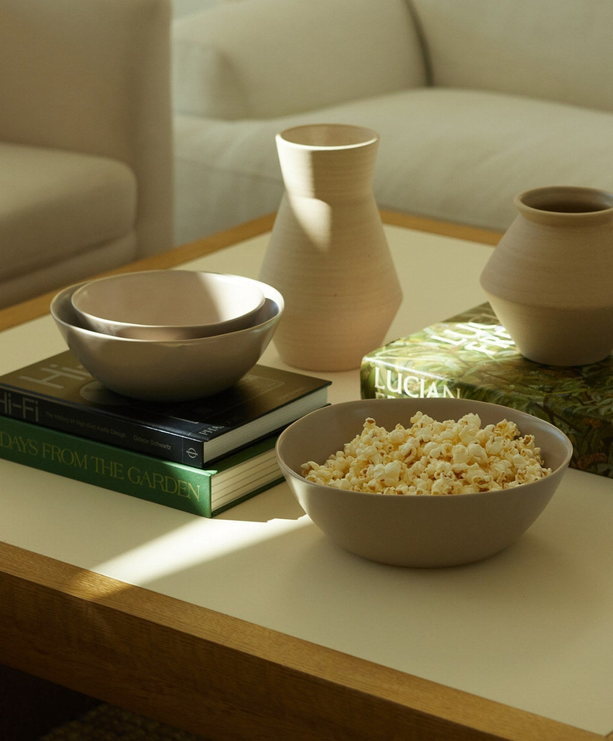 Nested Serving Bowls by Fable Home, shown in Desert Taupe.