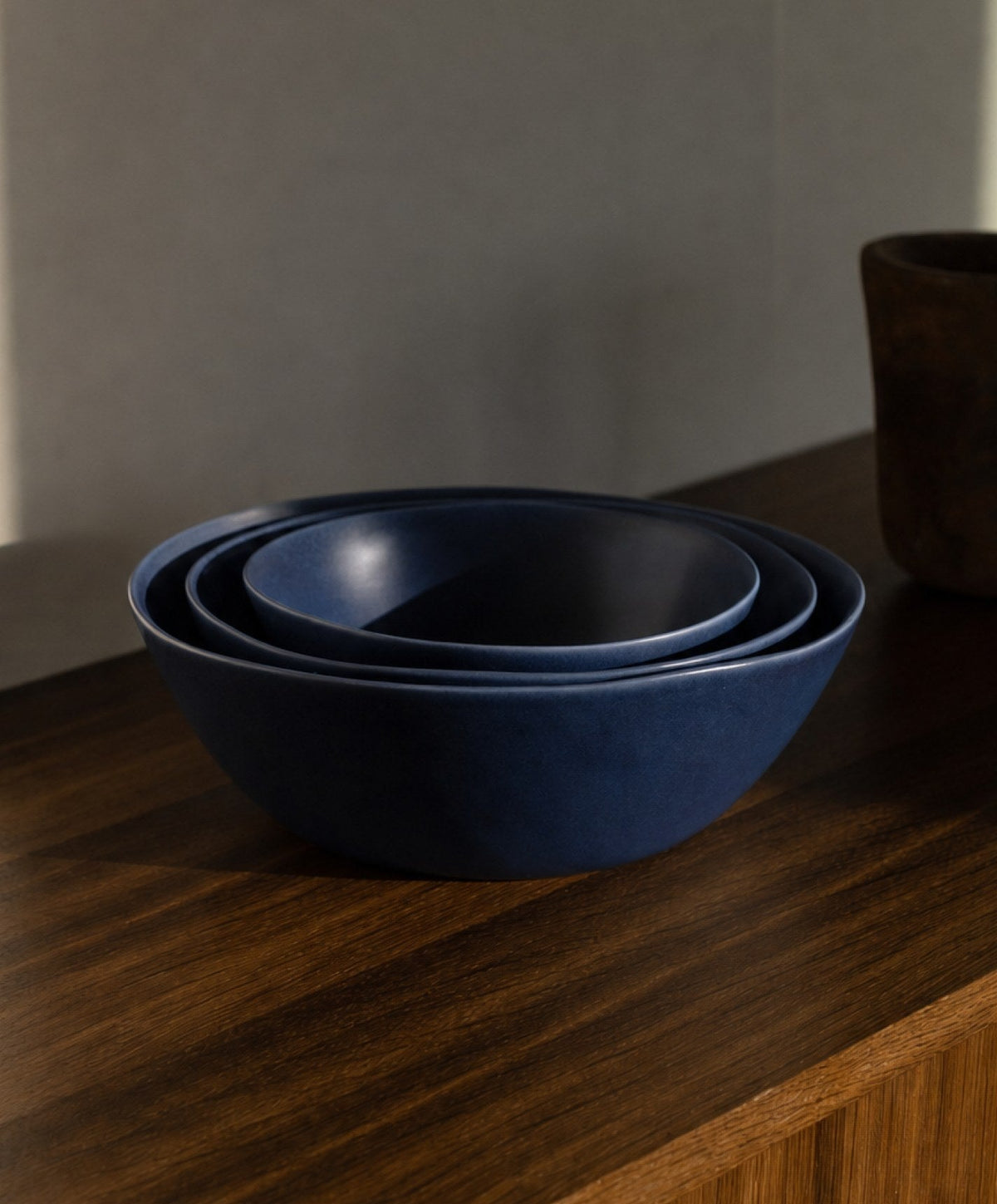 Nested Serving Bowls by Fable Home, shown in Midnight Blue.