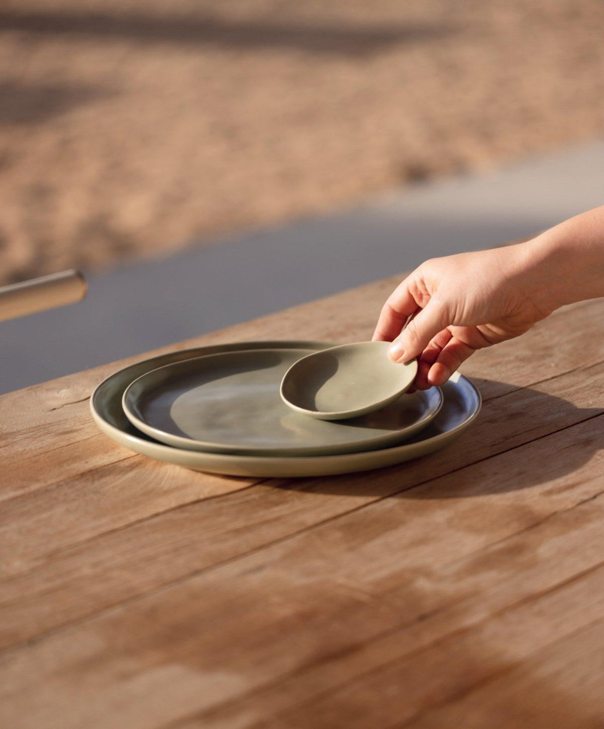 Salad Plates by Fable Home, shown in Beachgrass Green.