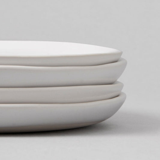 Salad plates dinnerware by Fable Home, shown in a cloudwhite finish. – #cloudwhite