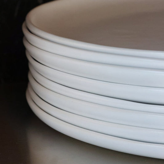 Salad plates dinnerware by Fable Home, shown in a cloudwhite finish. – #cloudwhite