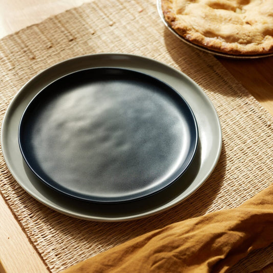 Salad plates dinnerware by Fable Home, shown in a midnightblue finish. – #midnightblue