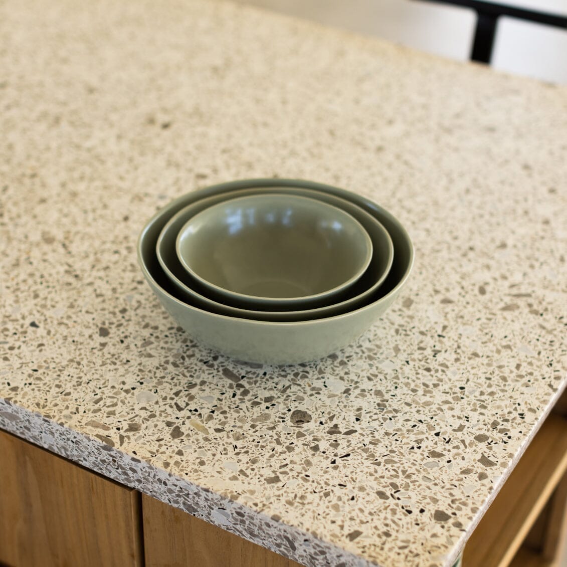 Serving ceramics set bundles by Fable Home, shown in a beachgrassgreen finish.