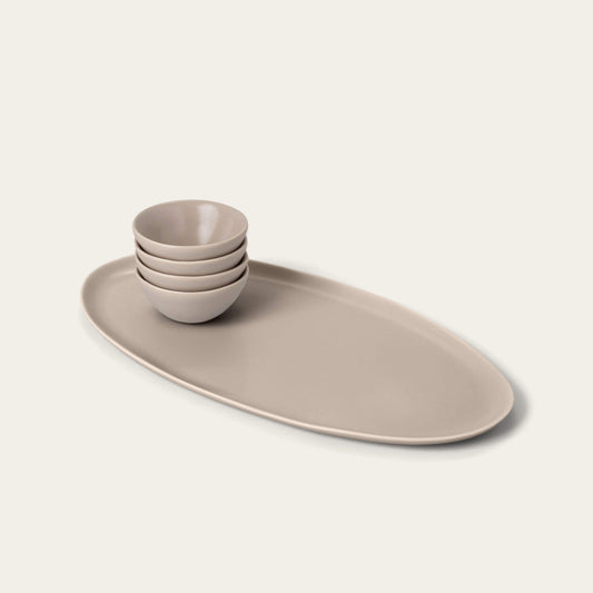 Serving platter set bundles by Fable Home, shown in a deserttaupe finish. – #deserttaupe