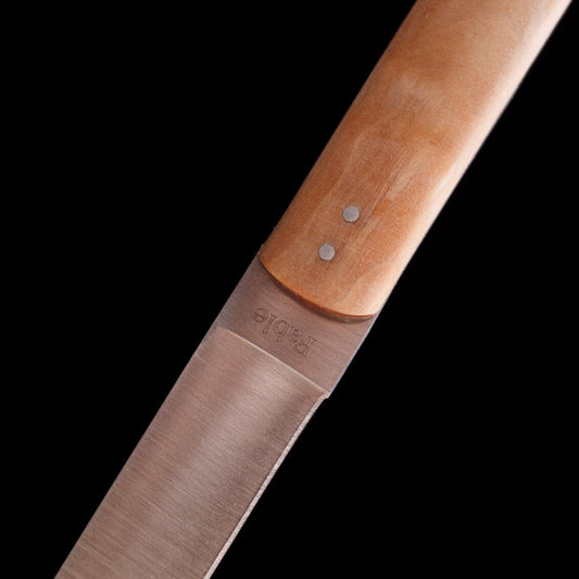 Knife with wooden handle on a black background #natural